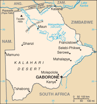 hunting in botswana map
