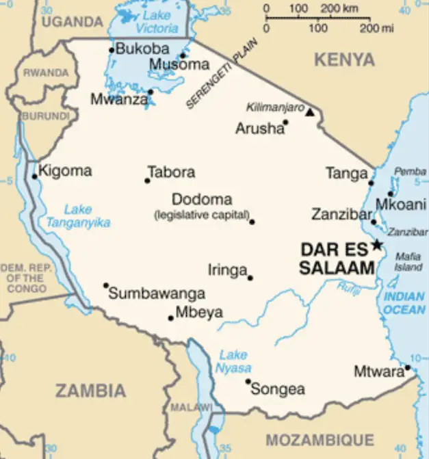 picture of tanzania map