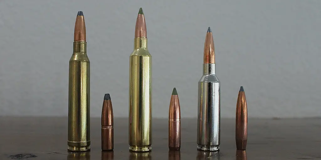 picture of 6.8 Western vs 7mm Rem Mag vs 28 Nosler bullets