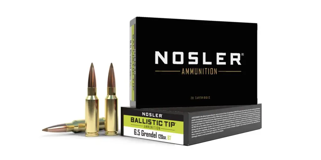 picture of best 6.5 grendel ammo for hunting deer nosler BT
