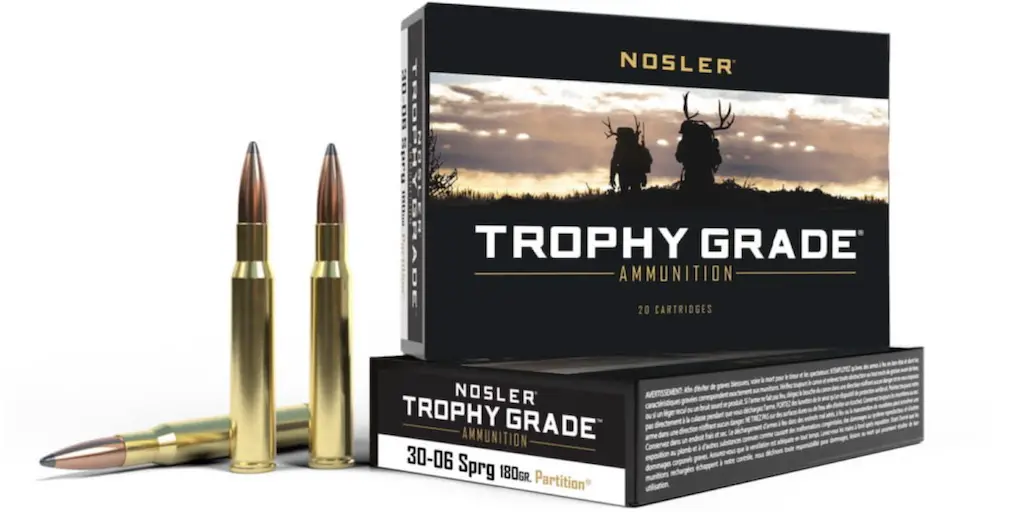 picture of best 30-06 ammo for hunting elk deer hogs and bear nosler trophy grade partition