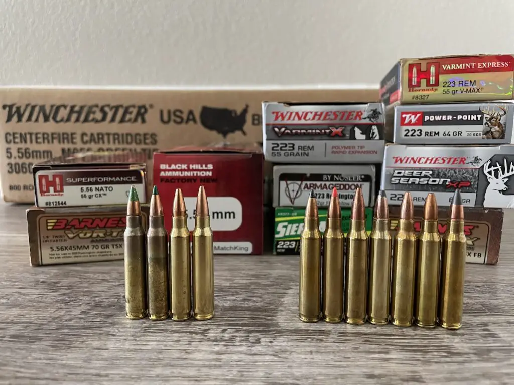picture of 223 vs 5.56 ammo
