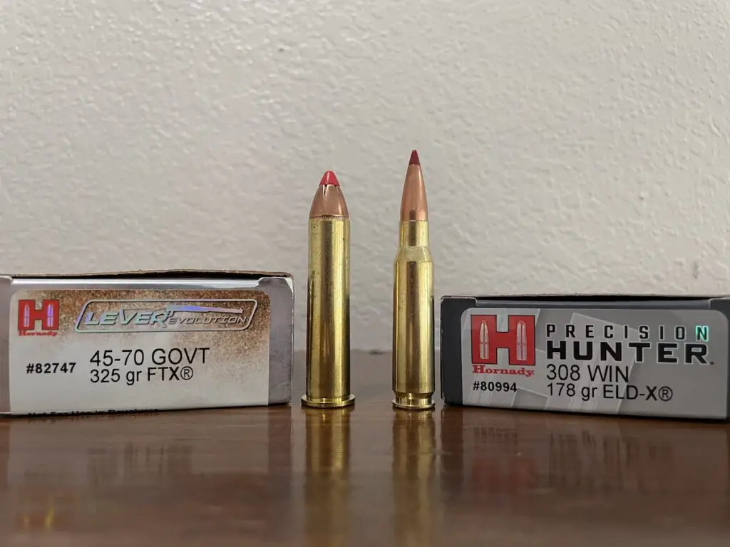 picture of 45-70 vs 308 hornady