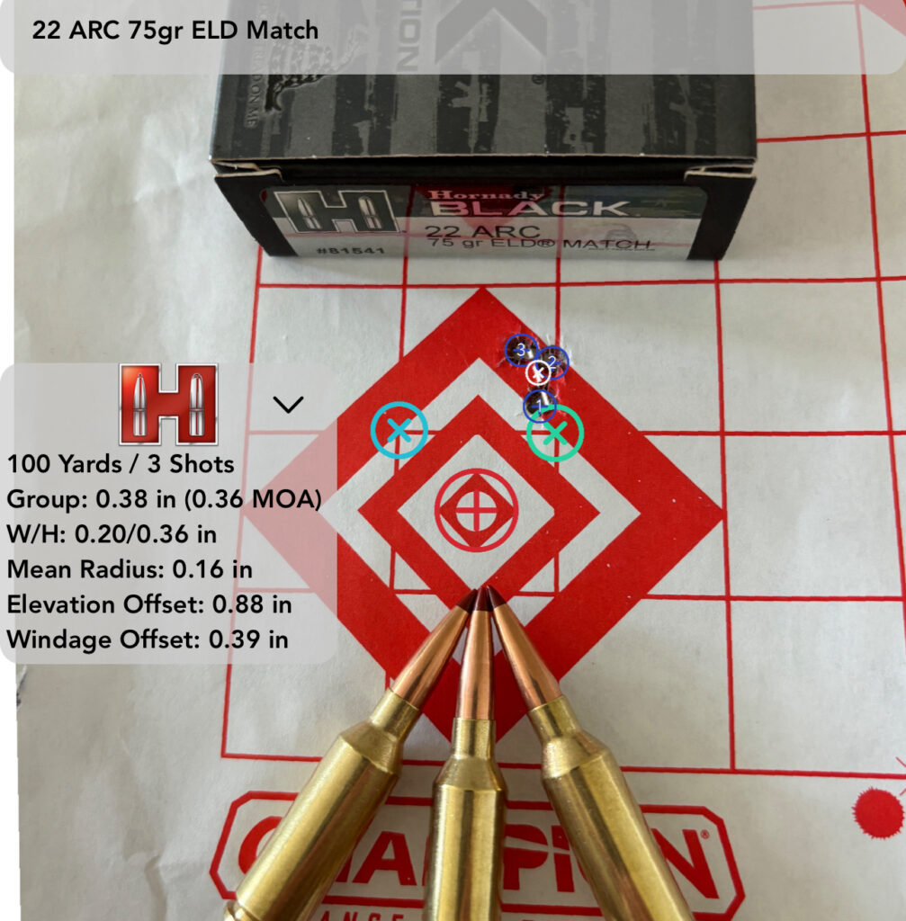 picture of 22 arc 75gr target