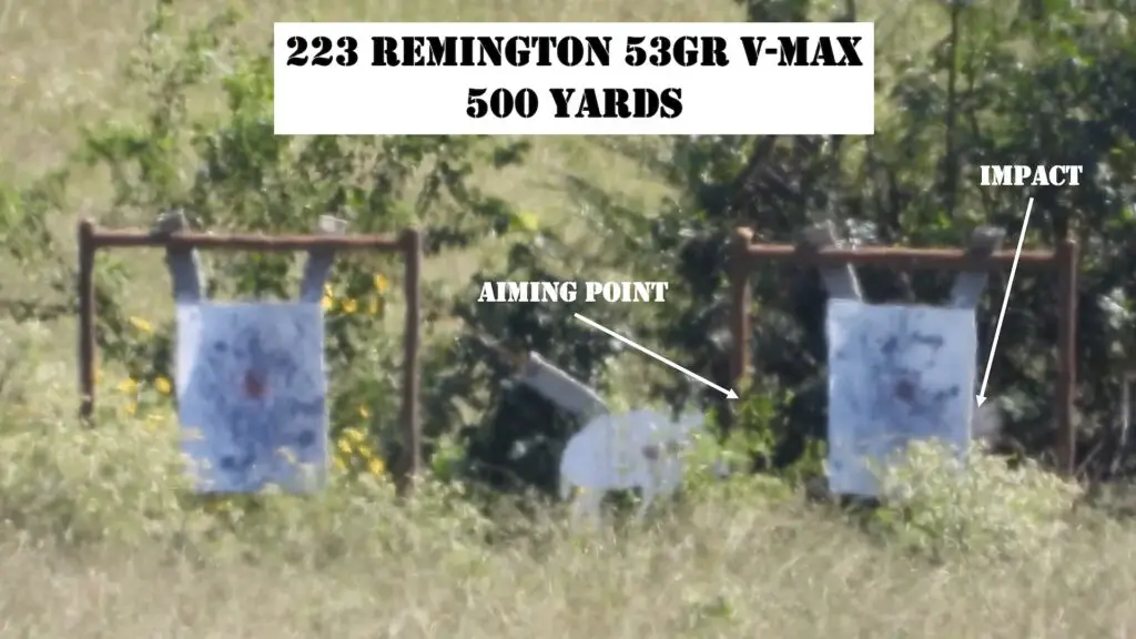 picture of 22 arc vs 223 500 yards