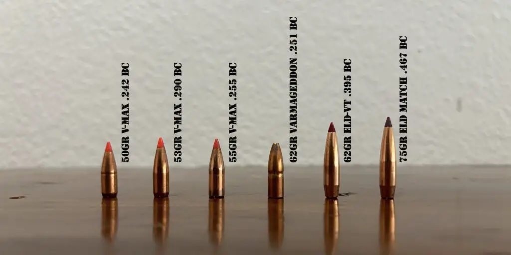 picture of 22 arc vs 223 bullets