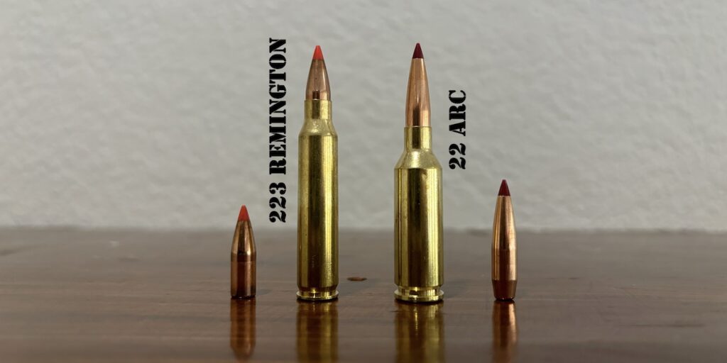 picture of 22 arc vs 223 cartridges bullets